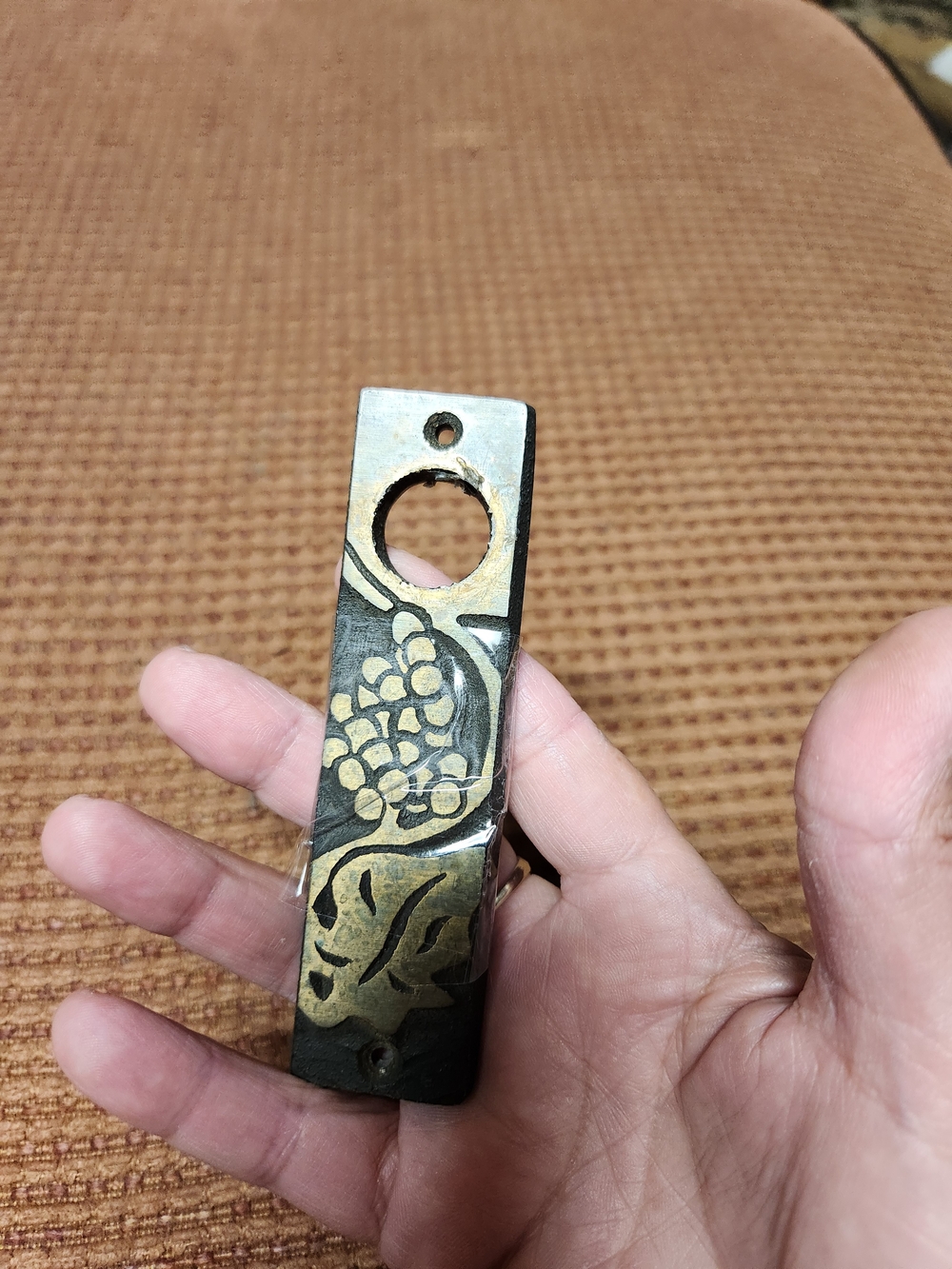 Handmade Black and Gold Brass Inlay Keyhole Plate - Men Accessories
